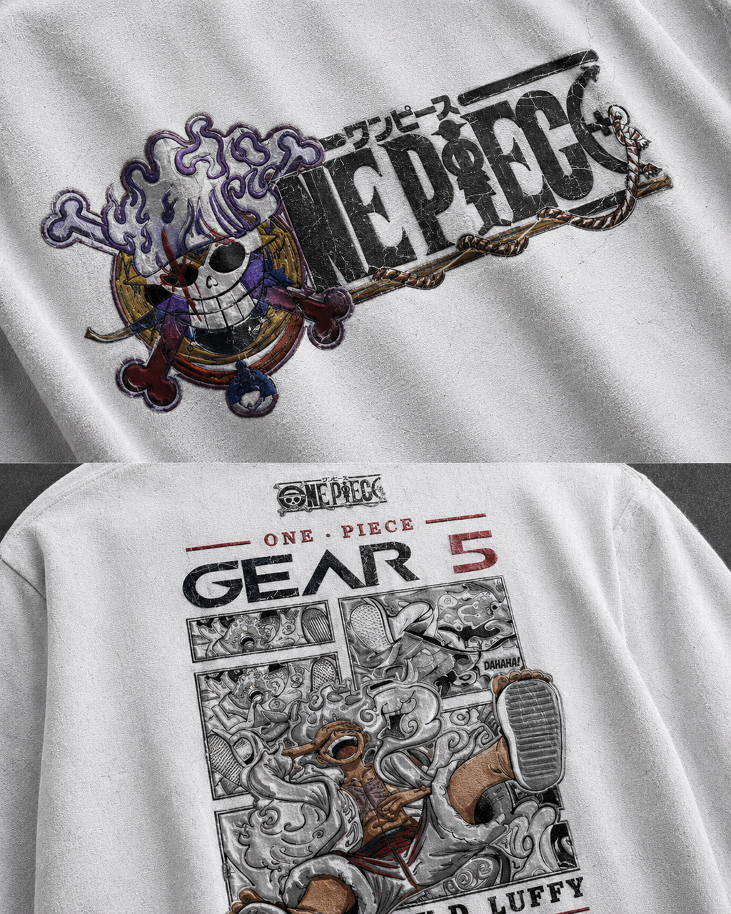 One Piece Gear 5 Oversized White Tee