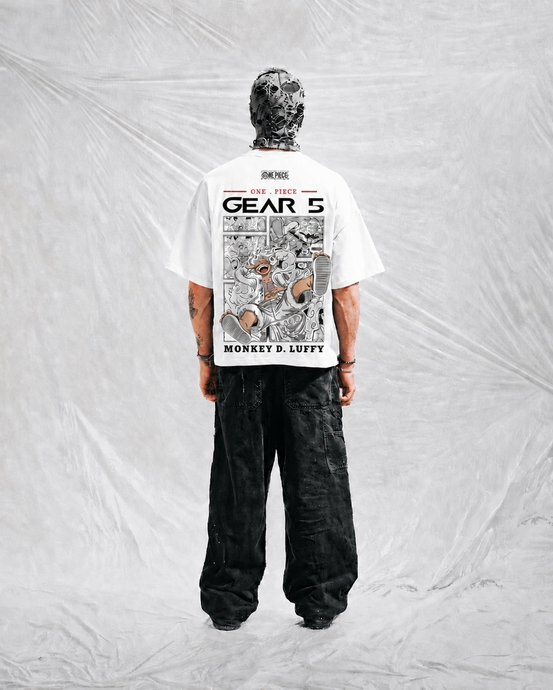 One Piece Gear 5 Oversized White Tee